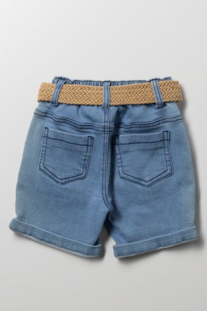 Denim Shorts with Belt Blue (2)