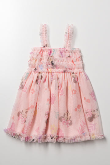 Minnie Mouse Printed Tulle Dress Pink