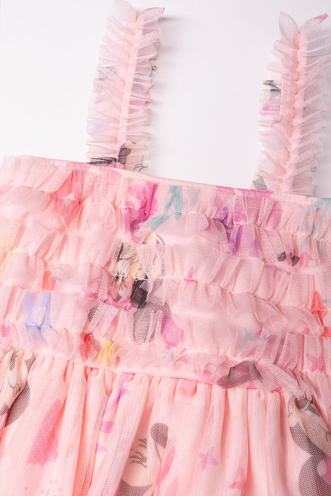 Minnie Mouse Printed Tulle Dress Pink (1)