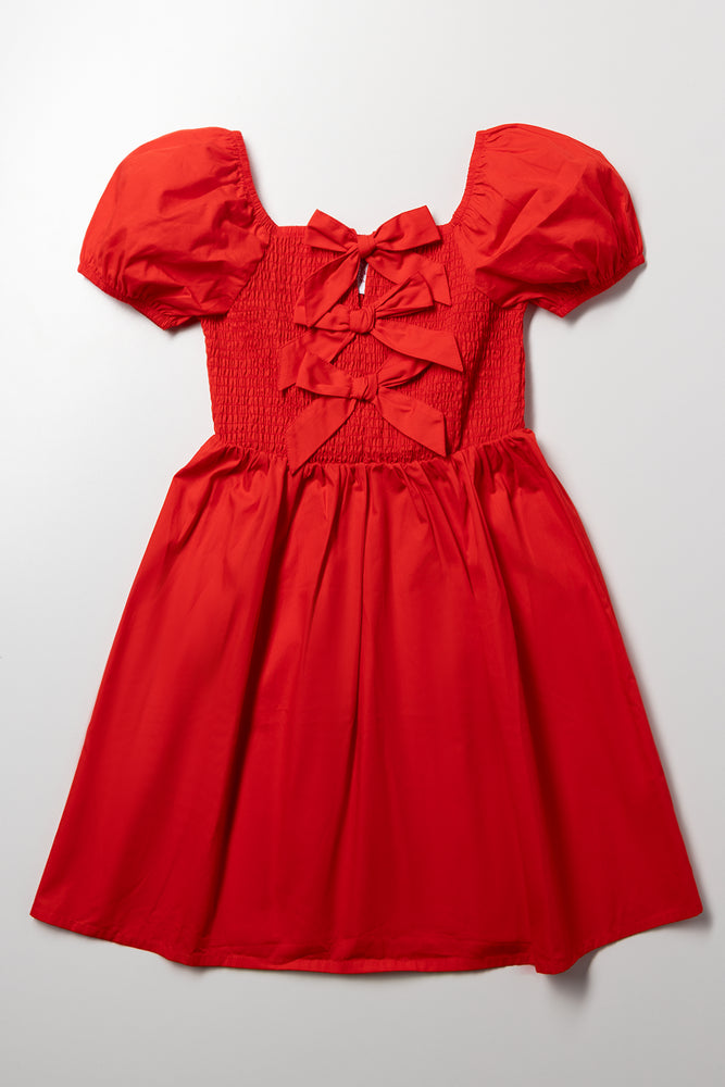 Puff Sleeve Dress Red