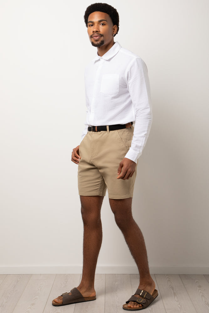 Belted Chino Shorts Natural