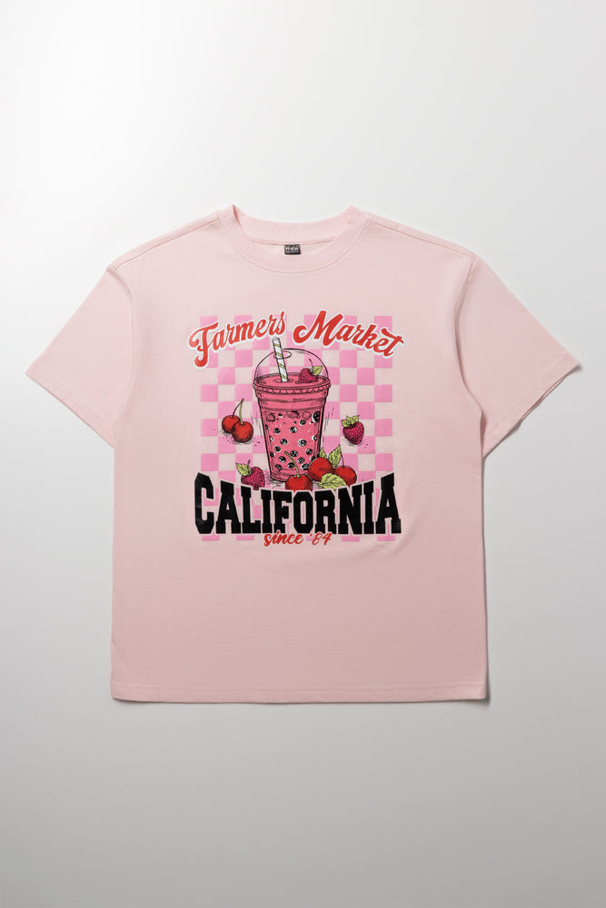 Oversized Short Sleeve T-Shirt Pink