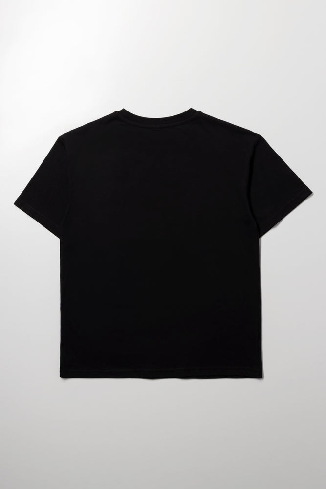 Oversized T-Shirt with Teddy Bear Print Black (2)