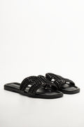 Pearl Mule Sandals Black