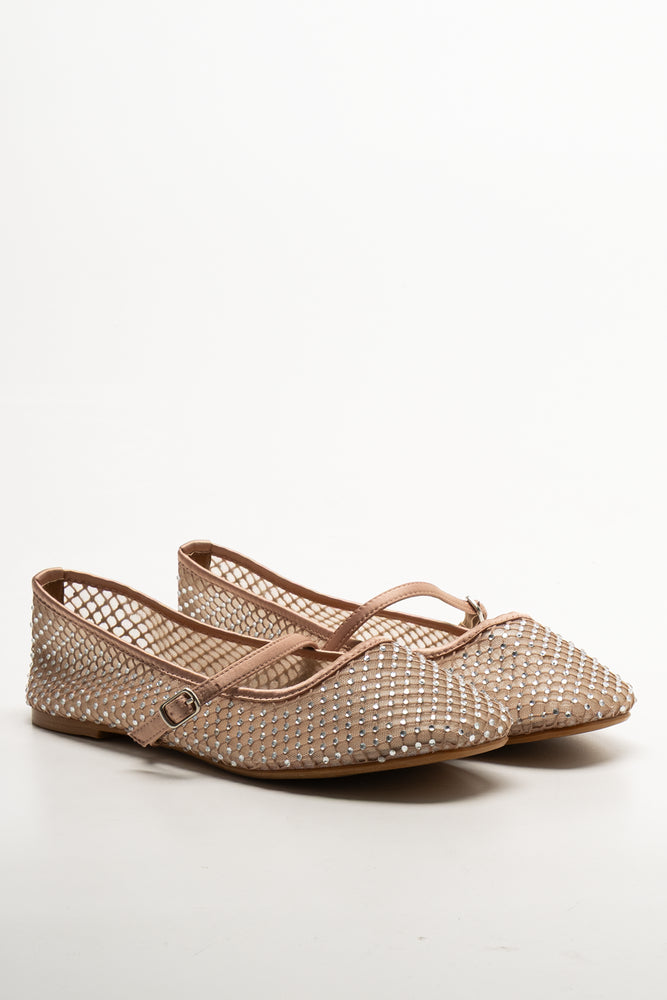 Diamante Ballerina Pump Rose Gold