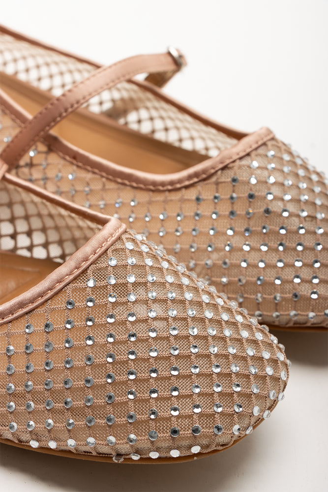 Diamante Ballerina Pump Rose Gold (2)
