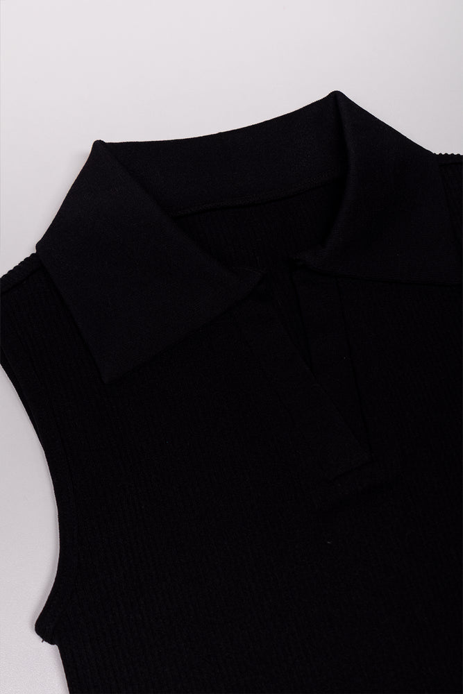 Collar Seamless Dress Black