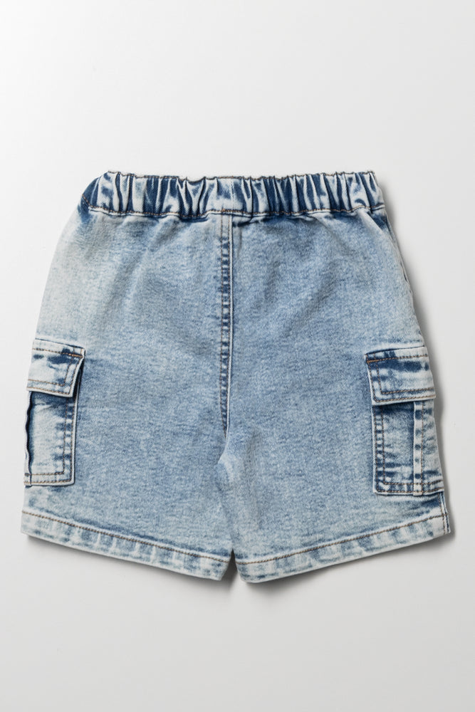 Cargo Denim Shorts Light Blue (2)
