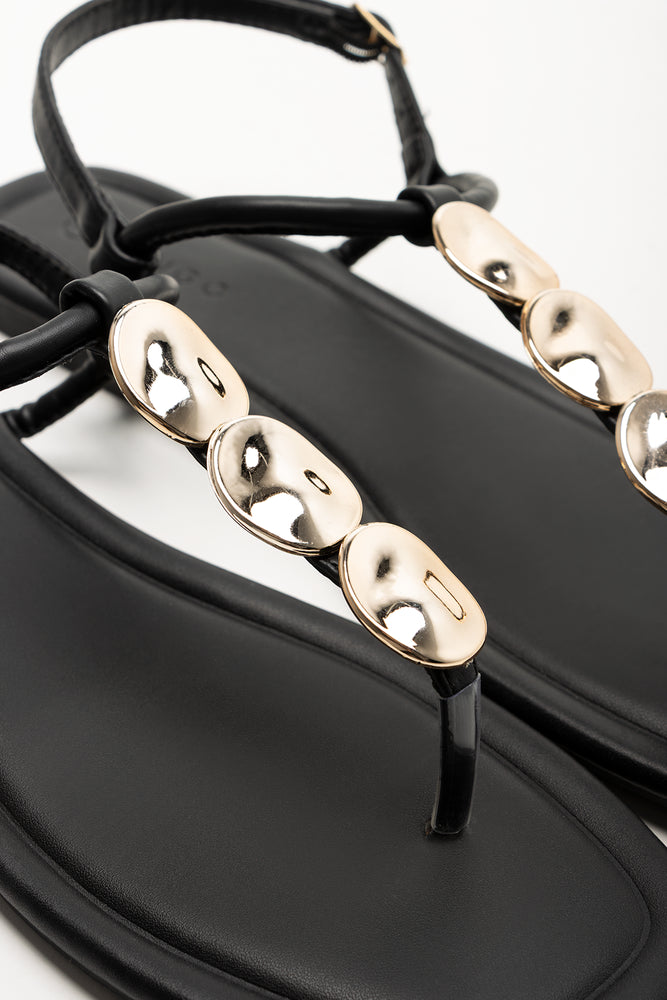 Metal Trim Thong Sandal  Black (2)