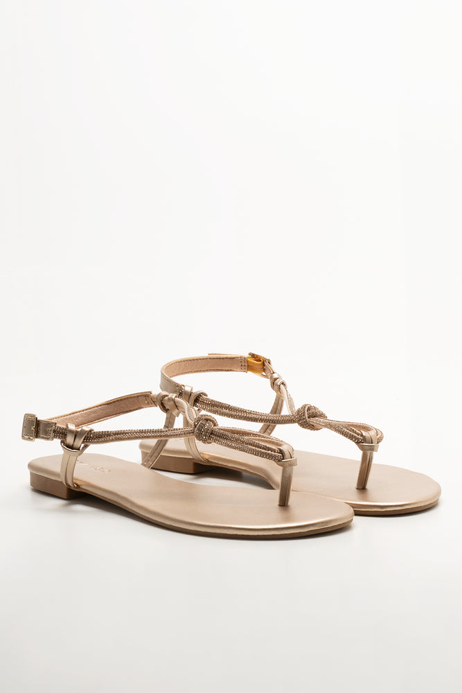 Knotted Ankle Strap Sandals Rose Gold