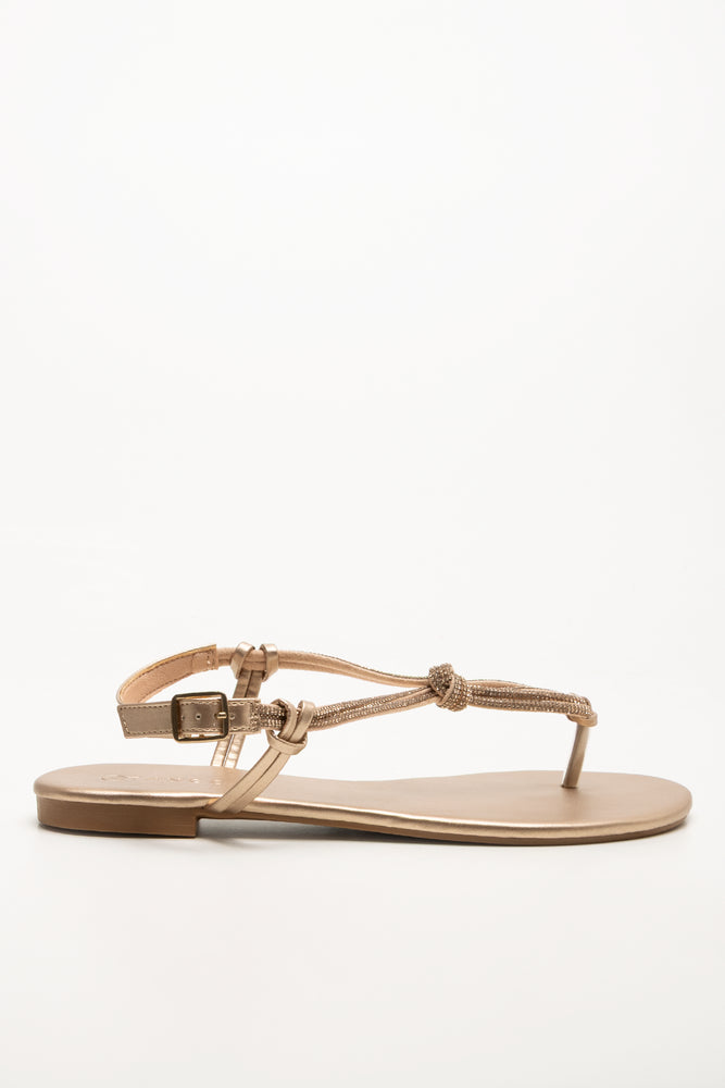 Knotted Ankle Strap Sandals Rose Gold