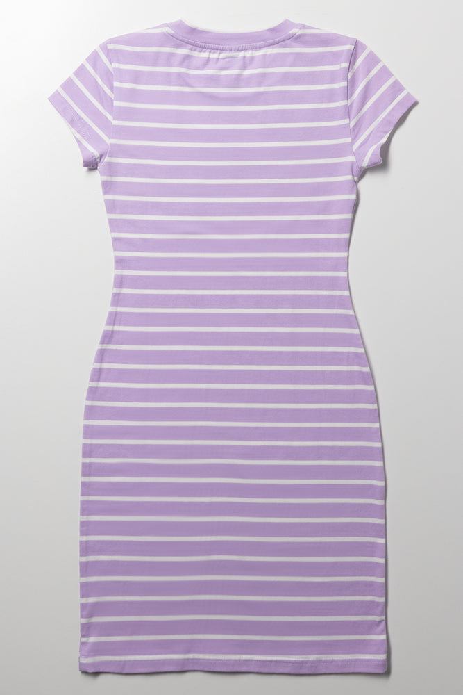 Stripe Bodycon Dress Lilac (2)