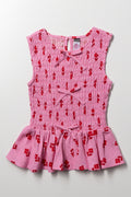 Smocked Top with Bows Pink
