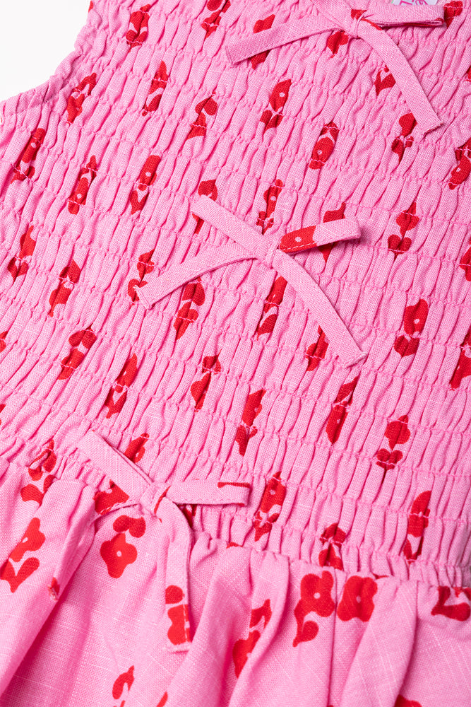 Smocked Top with Bows Pink (1)