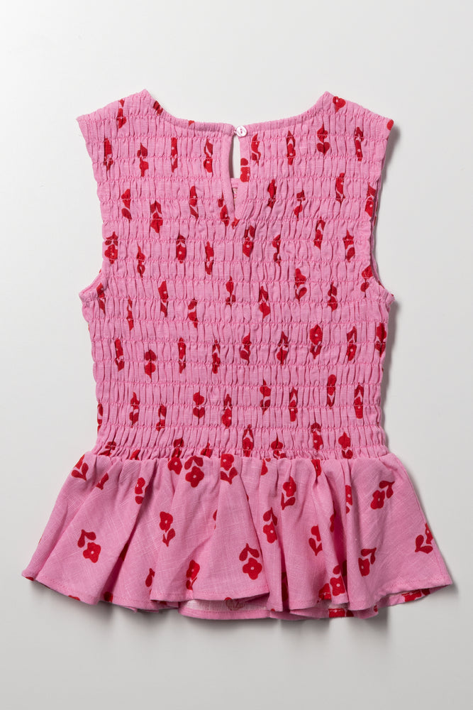 Smocked Top with Bows Pink (2)