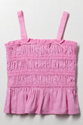 Ruched Strappy Top Pink