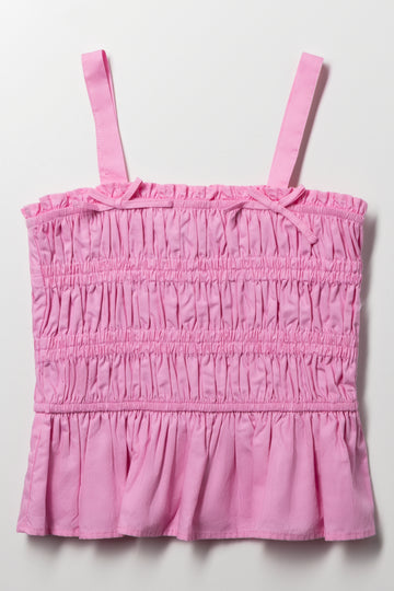 Ruched Strappy Top Pink