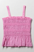 Ruched Strappy Top Pink (2)