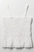 Strappy Ruched Top White