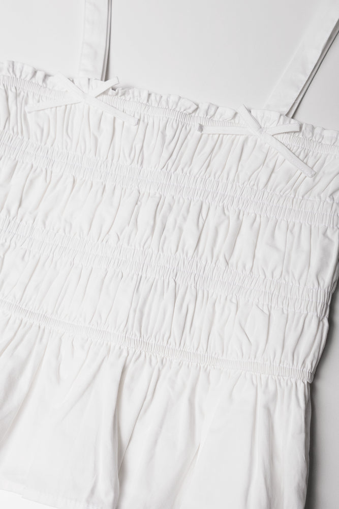 Strappy Ruched Top White (1)
