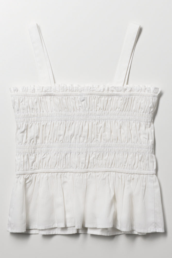 Strappy Ruched Top White (2)