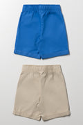 2 Pack Woven Shorts Blue And Natural (2)