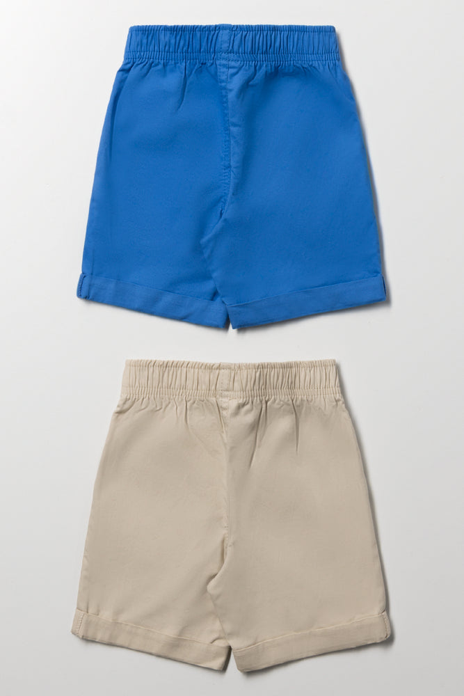 2 Pack Woven Shorts Blue And Natural (2)