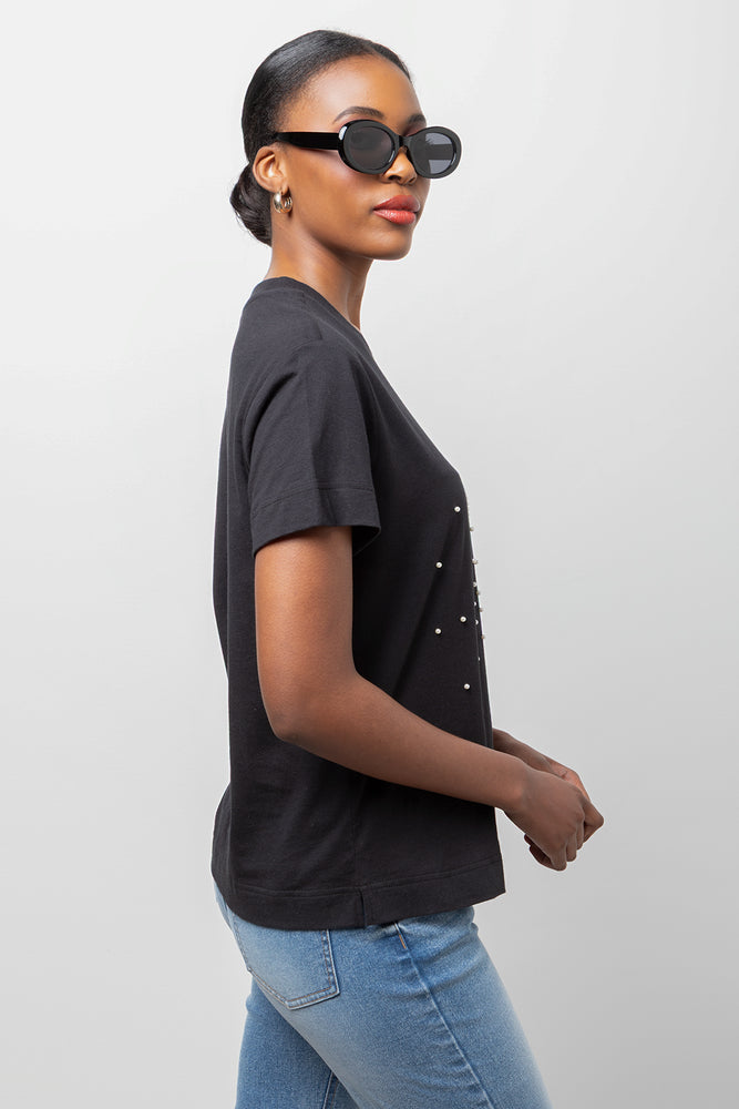 Short Sleeve Pearl Bow T-Shirt (1)