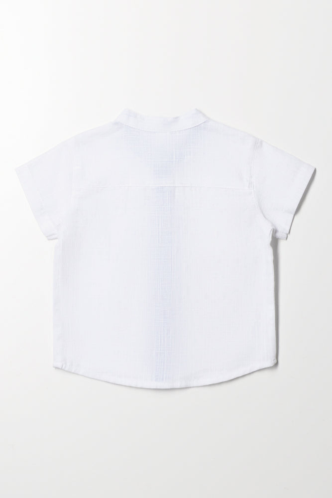 Mandarin Collar Shirt White (2)