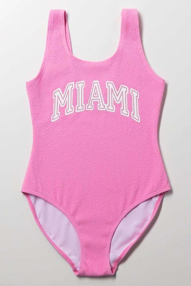 Miami Textured One Piece Swimsuit Pink