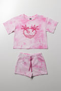 Tie Dye T-Shirt And Shorts Set Pink