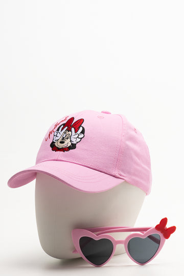 Minnie Mouse Cap And Sunglasses Set Pink