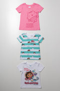 Gabby's Dollhouse 3 Pack Stripe Short Sleeve T-Shirts Multi