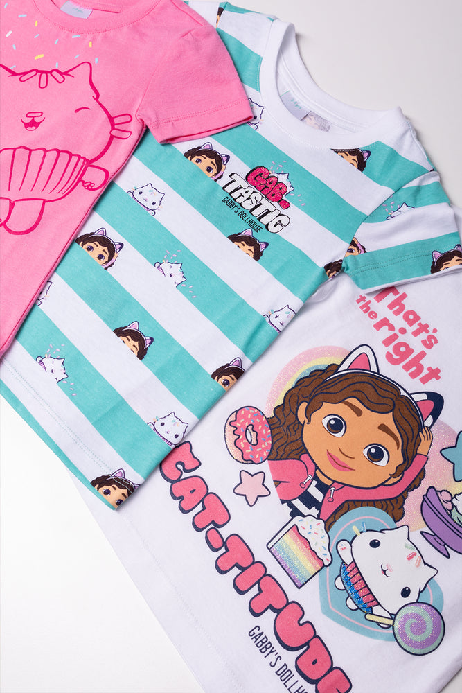Gabby's Dollhouse 3 Pack Stripe Short Sleeve T-Shirts Multi