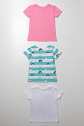Gabby's Dollhouse 3 Pack Stripe Short Sleeve T-Shirts Multi (2)