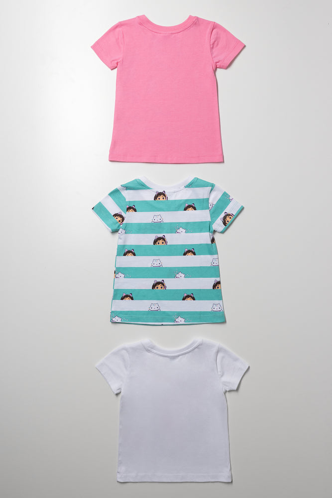 Gabby's Dollhouse 3 Pack Stripe Short Sleeve T-Shirts Multi (2)