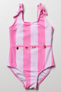 Stripe One Piece Swimsuit Pink