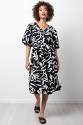 Puff Sleeve Dress Black & White