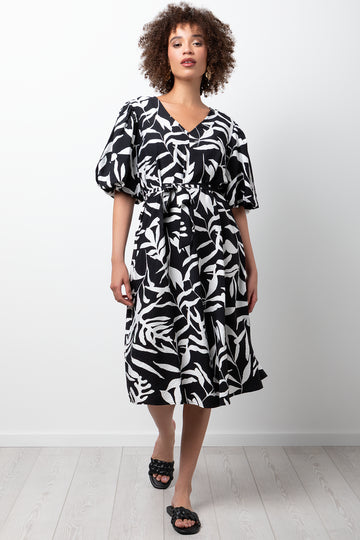 Puff Sleeve Dress Black & White