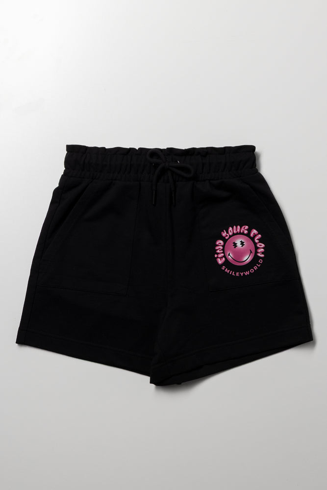 Smileyworld Paperbag Shorts Black