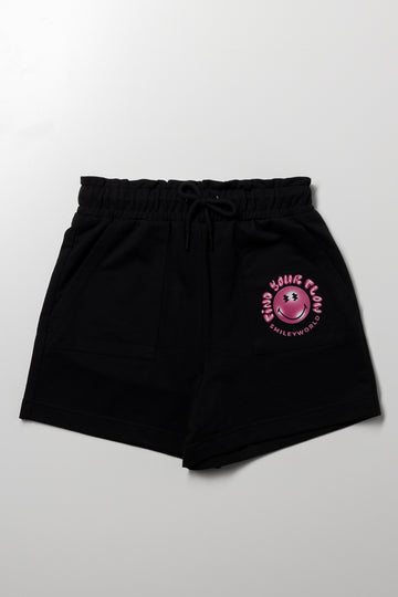 Smileyworld Paperbag Shorts Black