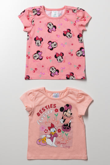 2 Pack Minnie Mouse Short Sleeve T-Shirts Peach