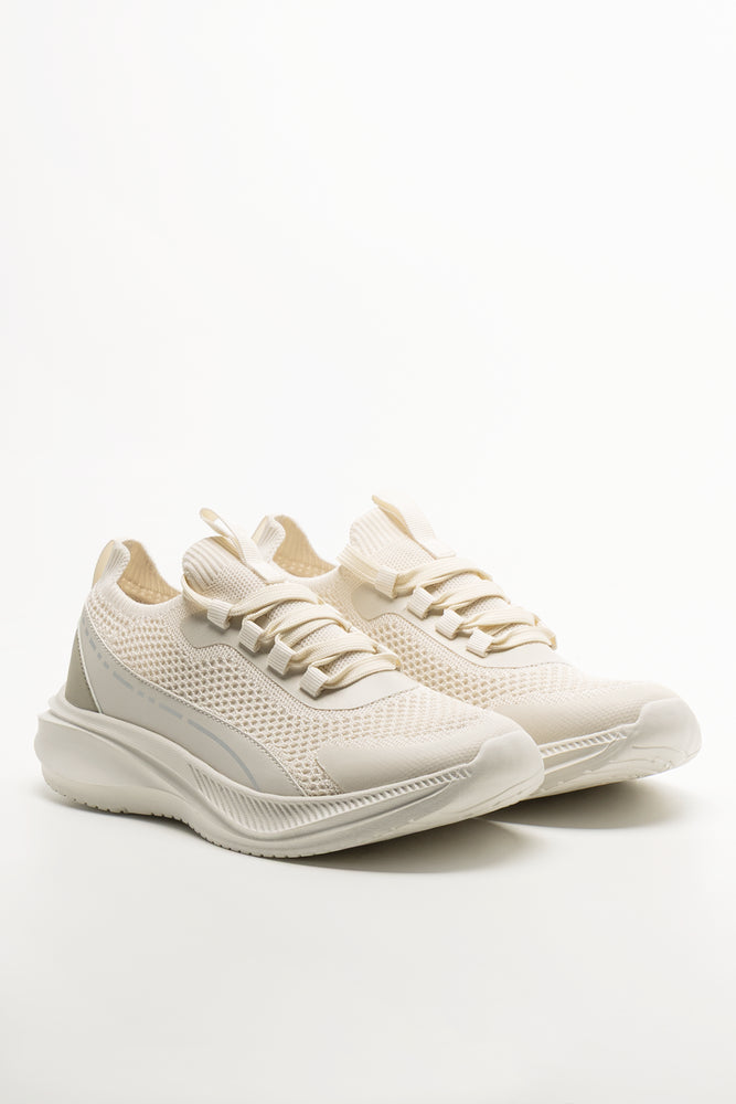Mesh Lace Up Trainers Natural