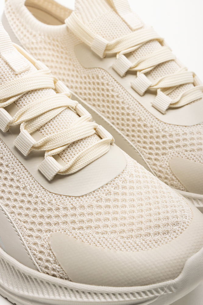 Mesh Lace Up Trainers Natural (2)