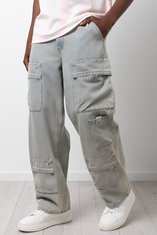 Cargo Denim Jeans Light Blue