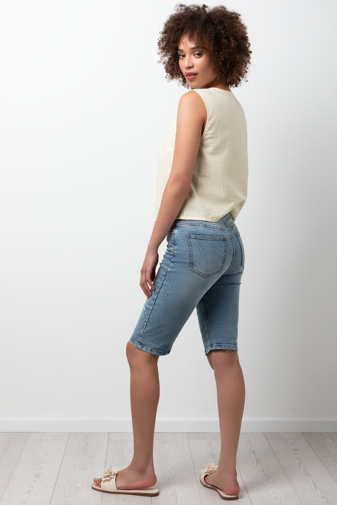 Ripped Bermuda Denim Shorts Blue (2)