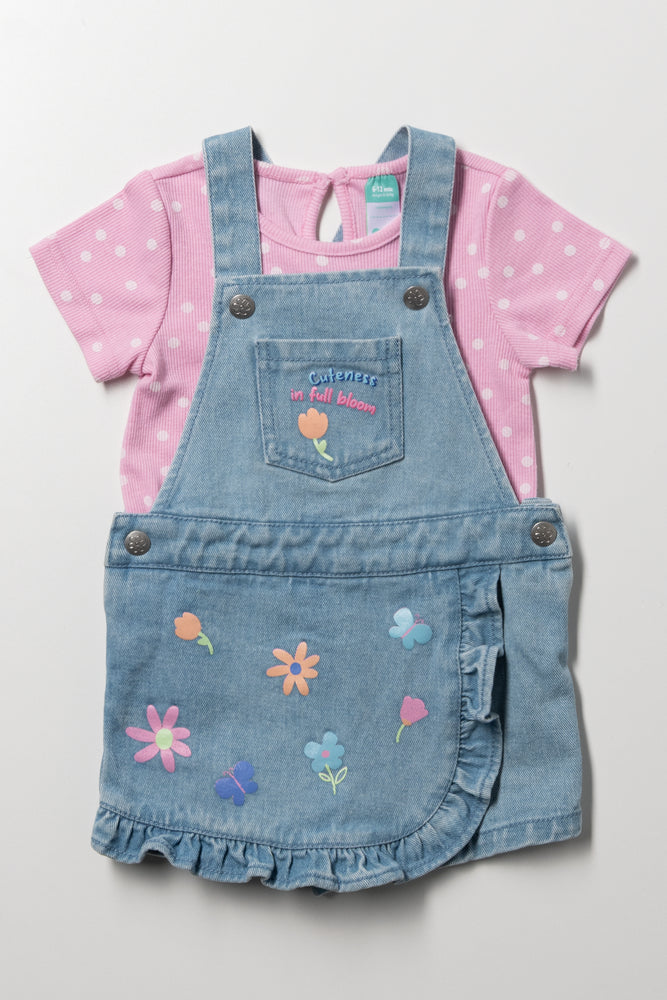 Dungaree Skort Set Light Blue