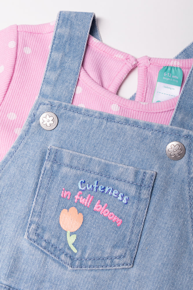 Dungaree Skort Set Light Blue