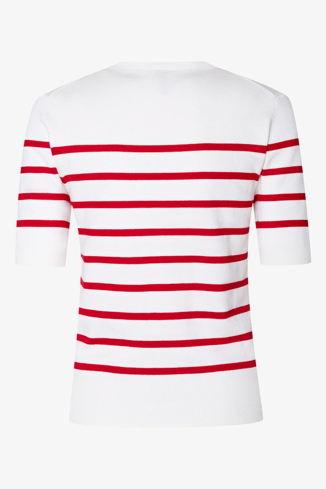 Ballerina Sleeve Crew Neck Stripe Top Red And White (1)
