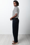 Stripe Ballerina Sleeve Top Black And White (1)